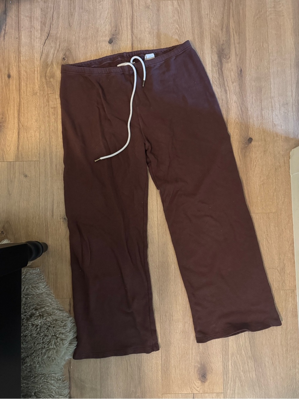 THE GREAT drawstring straight leg brown pant cropped